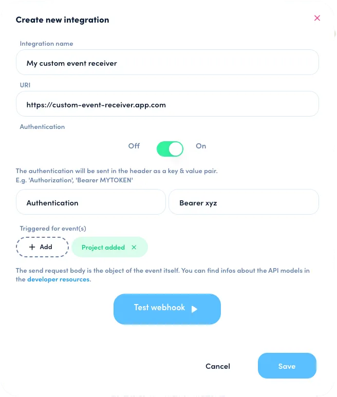 Webhook Config